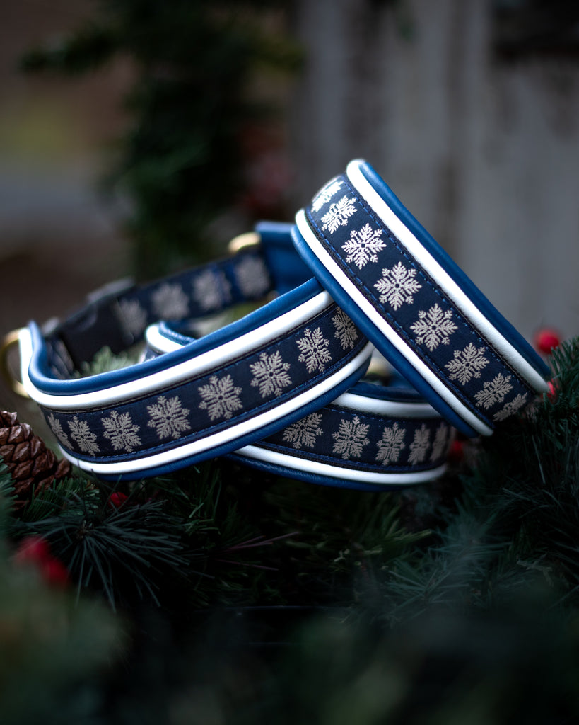 Winter Snowflake Ribbon & Leather Collar