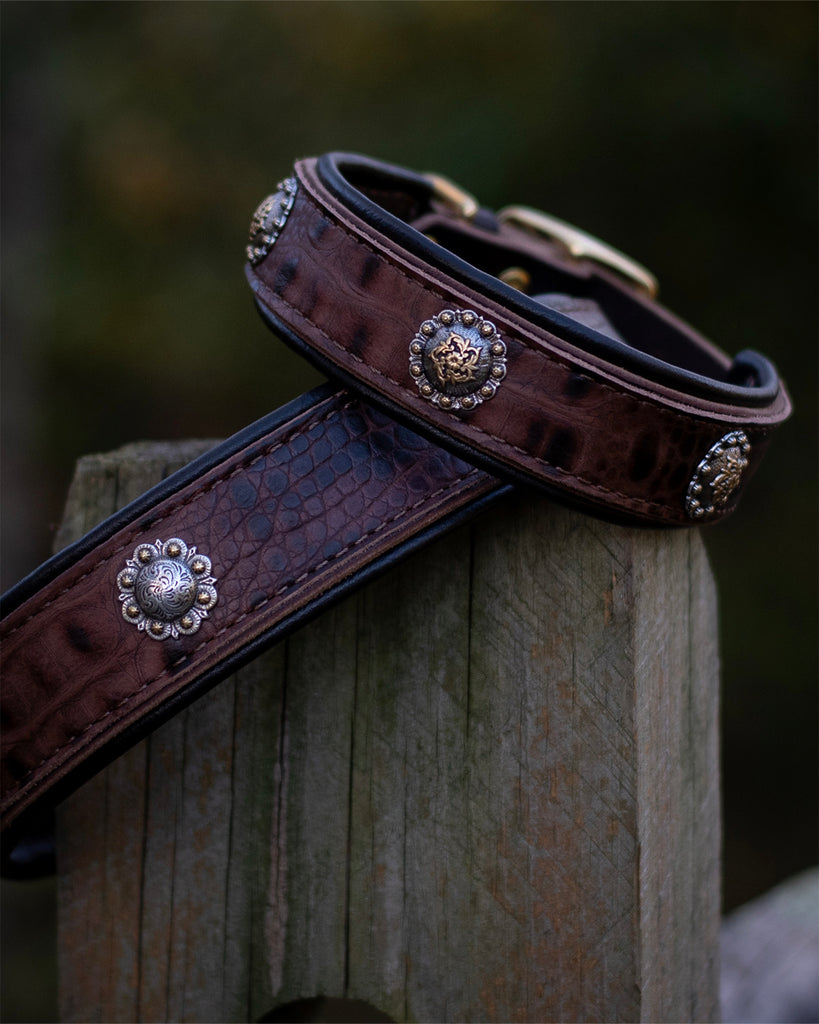 Cognac Crocodile Embossed Cowhide